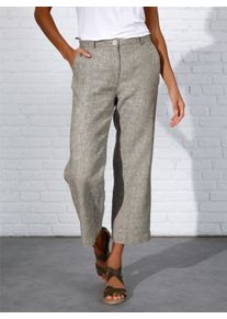 CREATION L PREMIUM Damen Leinenhose im Culotte-Stil in khaki-weiß-meliert ,Größe 36, Witt, 100% Leinen