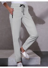 Dames Broek met inzetten opzij in lichtgrijs ,maat 20, Witt, 78% Lyocell, 18% Polyamide, 4% Elastan
