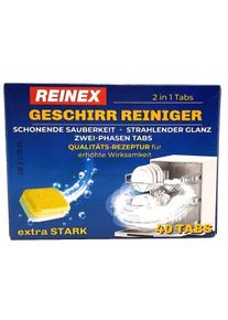 Reinex Chemie GmbH Spülmaschinen-Tabs 2-Phasen Geschirrreiniger, neue Premium Rezeptur für erhöhte Wirksamkeit, 1 Packung = 40 Tabs