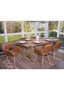 6er-Set Esszimmerstuhl HWC-A50 II, Stuhl Küchenstuhl, Retro 50er Jahre Design ~ Kunstleder, Wildlederimitat, helle Beine