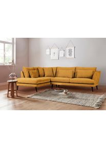 Andas Ecksofa »Gondola«, Skandinavisches Design Und Edle Ausstrahlung, Mit Holzbeinen gelb, Größe B/H/T: 273 cm x 82 cm x 100 cm B/H/T: 273 cm x 82...