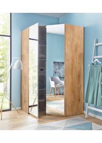 fresh to go Eckkleiderschrank »Level«, Mit Spiegeltüren braun, Größe H: 216 cm H: 216 cm , Moderner Eckschrank