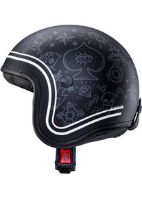 CABERG Freeride Tattoo, open face helmet , color: Matt Black/White/Grey , size: XS