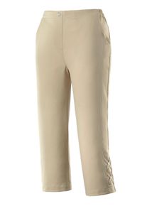 Damen Caprihose aus Polyester, bügelfrei in sand ,Größe 38, WITT, 100% Polyester