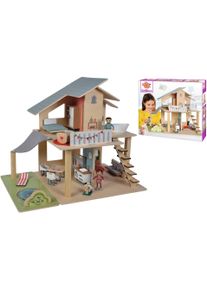 Eichhorn Puppenhaus, (25 Tlg.), Mit Möbeln Und Spielfiguren bunt, Modernes Spielhaus mit Garten