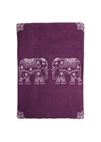Yogadecke Elefanten 150 x 200 cm - regional hergestellt, aubergine / natur