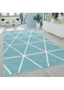 Paco Home Läufer »Stella 401«, Rechteckig, 16 Mm Höhe, Teppich, Pastellfarben, Rauten Design, Skandi Muster, Kurzflor blau, Größe B/L: 70 cm x 250...