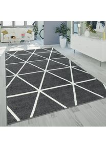 Paco Home Teppich »Stella 401«, Rechteckig, 16 Mm Höhe, Teppich, Pastellfarben, Rauten Design, Skandi Muster, Kurzflor grau, Größe B/L: 60 cm x 100...