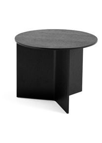 Hay Side table Slit Wood, Round Deep black RAL 9005,