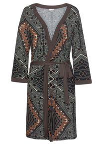 Lascana Dames Ochtendjas grijs / gemengde kleuren L-XL
