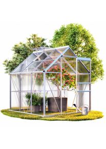 Gardebruk® Serre de jardin en aluminium 190x190x195cm avec lucarne