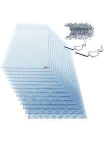 Gardebruk® Lot de 14x plaques de polycarbonate 10,25m² et 50x clips
