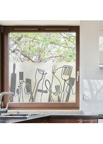 Film Fenêtre Anti Regard Occultant - cuisine ustensiles - Stickers pour Vitres & Porte de Douche - 40x100cm - multicolore