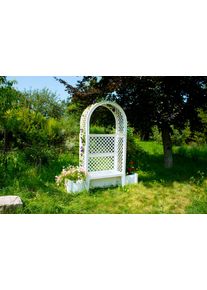 KHW Spalier »Amsterdam«, Bxtxh: 174X49X207 Cm, Mit Gartenbank Und 2 Pflanzkästen weiß, Größe B/H/T: 174 cm x 207 cm x 49 cm B/H/T: 174 cm x 207 cm...