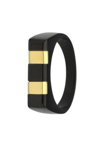 Lucardi Ring Herren gold / schwarz Größe 60