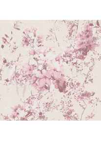 Papier peint fleur de cerisier intissé | Papier peint vintage beige et rose pâle | Tapisserie fleurie romantique pour chambre adulte - 10,05 x 0,53 m