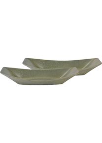 Creatable Servierschale »Boat«, 2 Tlg., Aus Steinzeug, Snackschale, Topaktueller „Street Food“ Trend grün, Größe B: 12 cm B: 12 cm , Das Geschirr...