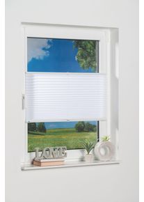 K-home Plissee »Klemmfix Pisa« Lichtschutz ohne Bohren verspannt Crushed-Optik in weiß