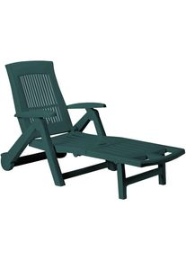 Casaria® Lettino prendisole Zircone con rotelle plastica verde 195x72x101cm