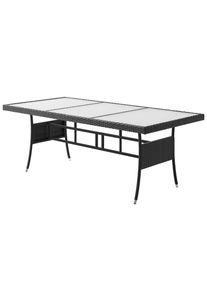 Casaria® Tavolo da giardino polyrattan nero 190x90x75cm