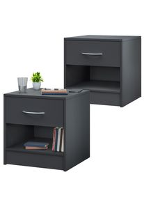 Casaria® Comodino Antracite 39x28x41cm