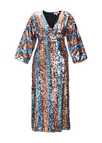 Dorothy Perkins Petite Dames Jurk turquoise / goud / orchidee / zwart 42