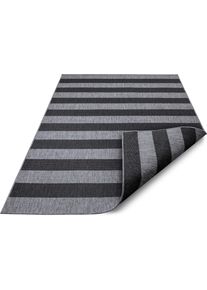 Andas Teppich »Alan«, Rechteckig, 5 Mm Höhe, Wendeteppich Mit Streifen, Skandi, Flachgewebe, Wetterfest schwarz, Größe B/L: 80 cm x 150 cm 5 mm ,...