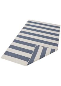 Andas Teppich »Alan«, Rechteckig, 5 Mm Höhe, Wendeteppich Mit Streifen, Skandi, Flachgewebe, Wetterfest blau, Größe B/L: 80 cm x 150 cm 5 mm , 1,35...