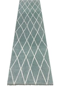 ELLE Decoration Hochflor-Läufer »Abbeville«, Rechteckig, 32 Mm Höhe, Dichter Hochflor, Langflor, Skandi Look, Geometrisches Design, Robust grün,...