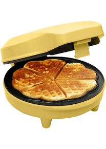 Bestron Waffeleisen »asw217v Für Klassische Herzwaffeln«, 700 W, Mit Antihaftbeschichtung, Retro Design, gelb, Dekorativer Waffelautomat für den...