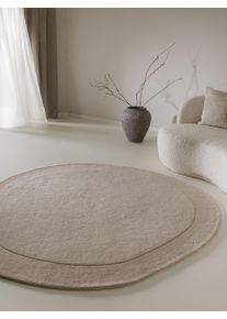 benuta Pure Dywan wełniany Shape kremowy ø 200 cm okrągły Wełna Uni,Trend