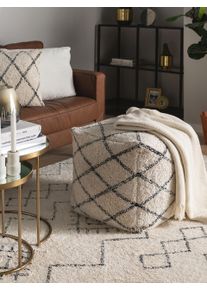 benuta Nest Pouf Naomi Crème 45x45x45 cm - Tapis style Berbère
