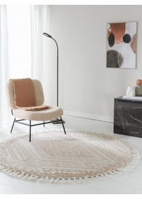 benuta Nest Rundt tæppe Elias Beige ø 150 cm rundt Kunstfiber Pynt,Traditionel,Med