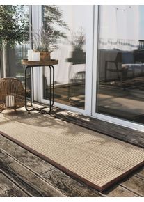 Tapis poil ras de couloir extérieur & intérieur Nandi Beige 70x200 cm - Tapis poil court design moderne pour salon