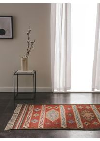 benuta Pure Håndvævet kilim Zohra Flerfarvet/Rød 80x200 cm Uld Berber, Kelim,Traditionel