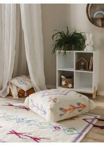 Lytte Pouf en laine fait main Malika Multicouleur 55x55x20 cm - Tapis style Berbère