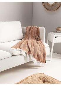 benuta Nest Koc bawełniany Alisea brązowy 125x150 cm Bawełna Ikat