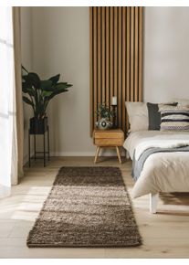 benuta Pure Dywan wełniany Finn brązowy 70x200 cm Wełna Trend