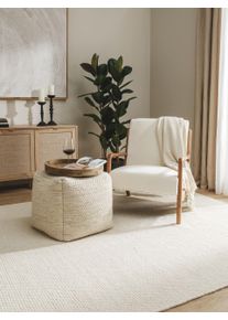 benuta Pure Pouf en laine fait main Rocco Crème 45x45x45 cm - Tapis en fibres naturelles
