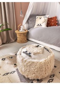 Lytte Pouf Shawn Ivoire 45x45x25 cm - Tapis poil court design moderne pour salon