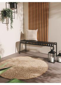 benuta Nest Rundt tæppe til indendørs og udendørs Cleo Cremehvid/Beige ø 120 cm rundt Kunstfiber Pynt