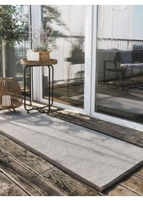 Tapis poil ras de couloir extérieur & intérieur Nandi Gris 70x200 cm - Tapis poil court design moderne pour salon