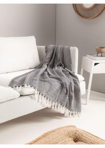 benuta Nest Koc bawełniany Alisea antracytowy 125x150 cm Bawełna Ikat