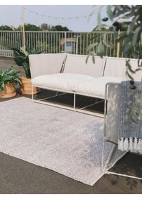 Tapis poil ras fabriqué à partir de matériaux recyclés Nyssa Crème/Taupe 80x150 cm - Tapis poil court design moderne pour salon