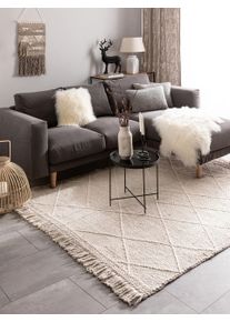 benuta Pure Ullteppe Daphne Beige 120x170 cm Geometrisk