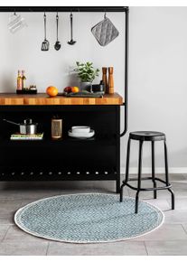 benuta Nest Okrągły dywan outdoor Cleo niebieski ø 120 cm okrągły Geometryczny