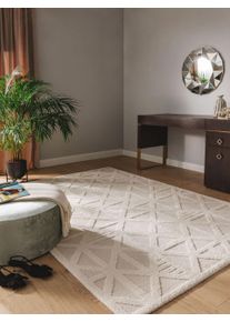 Tapis poil ras Eve Cr&egrave;me/Beige 140x200 cm - Tapis poil court design moderne pour salon