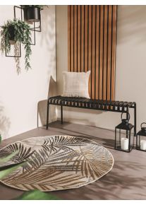 benuta Nest Okrągły dywan outdoor Cleo czarny ø 120 cm okrągły Botanicals