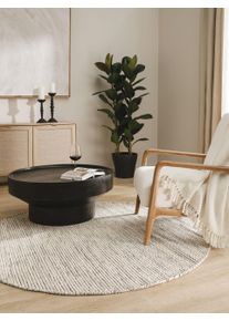 benuta Pure Wollen Vloerkleed Rocco Beige/Zwart ø 100 cm rond - Moderne Vloerkleden voor Woonkamer, Slaapkamer & Eetkamer