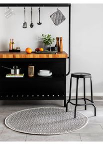 benuta Nest Tapis d'extérieur & intérieur rond Cleo Blanc & Noir diamètre 120 cm rond